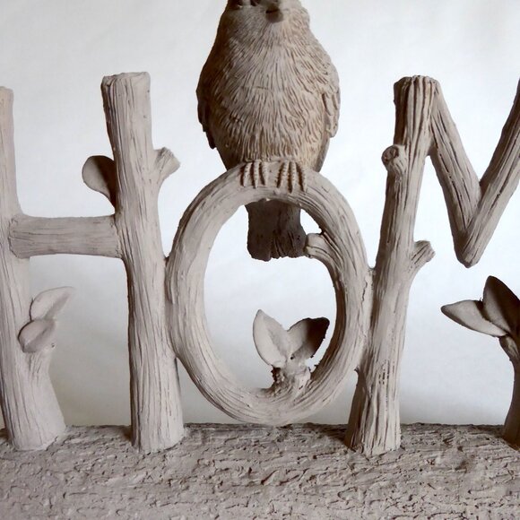 RESIN HOME SPARROW BIRD BRANCH LOG SIGN DECORATION (PRE-OWNED) - Picture 12 of 13